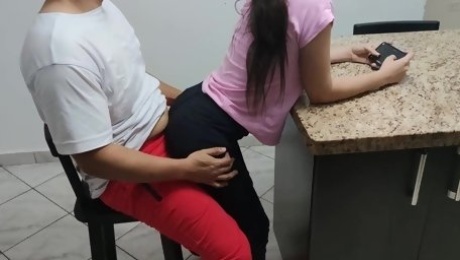 Latina wanted to play her stepfather's phone and he asked for her pussy in return