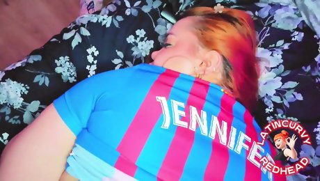 Redhead Stepsister Fucks Her Stepbrother in Fc Barcelona Shirt After Losing in Fifa