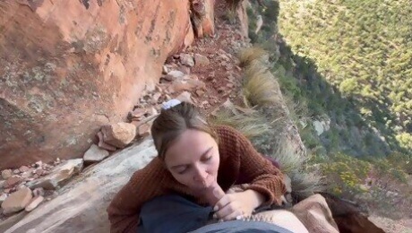 Girl gets caught by climbers while getting a dangerous facial
